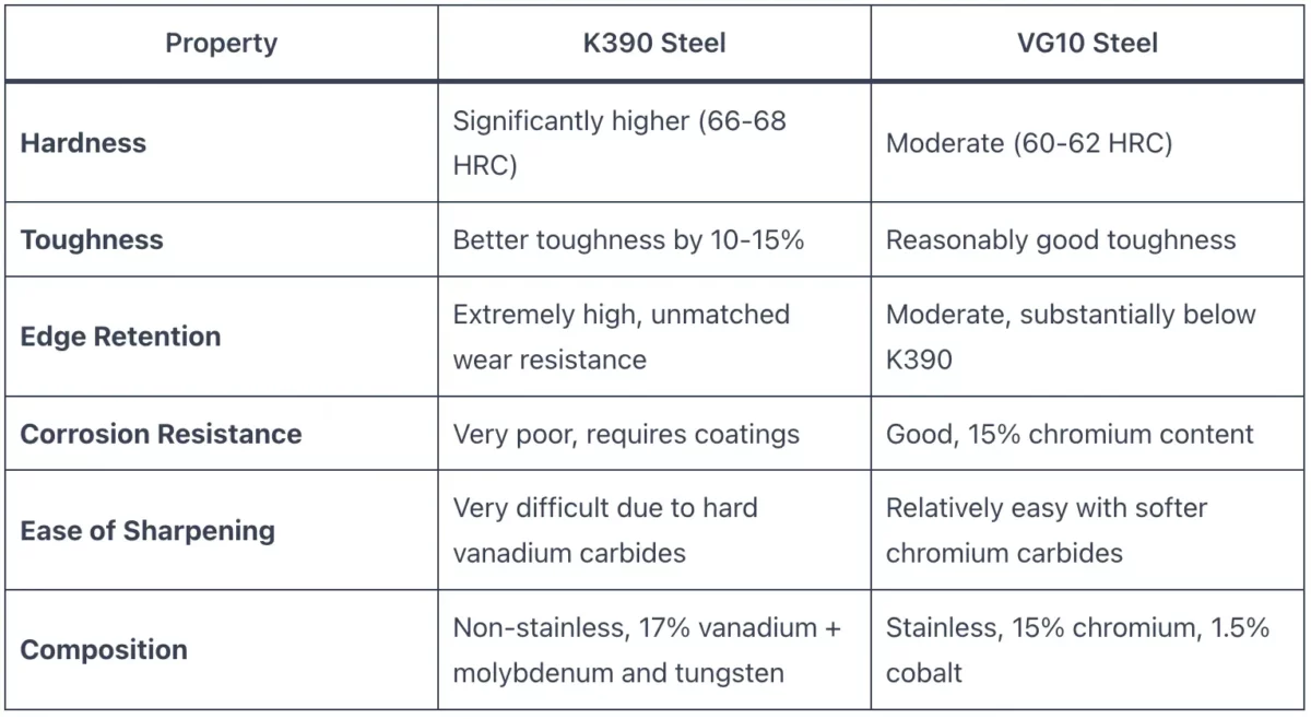 K390 vs VG10 steel