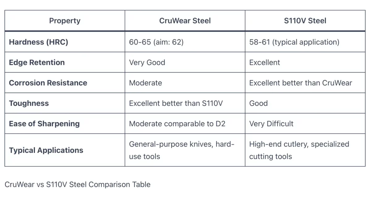 CruWear vs S110V Steel